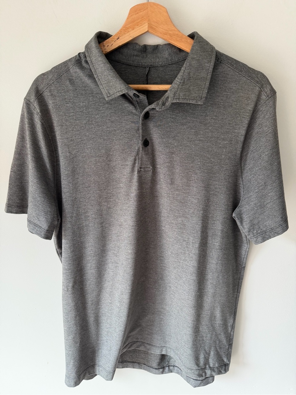 lululemon Men’s Short-Sleeve Polo, Heather Grey, Large